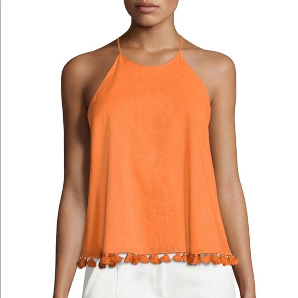 Tory Burch Orange Lindsay Tassel Halter Top